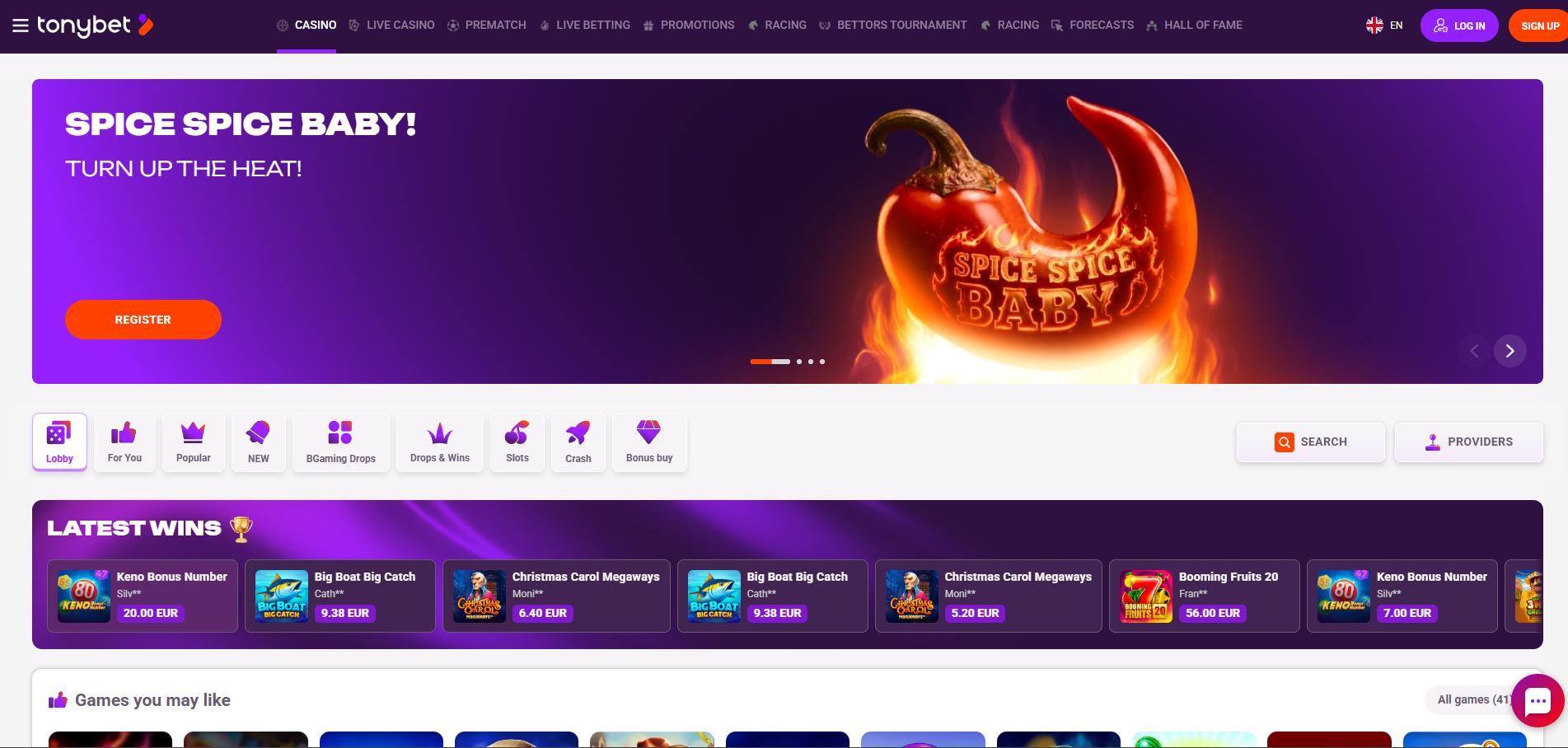 Tonybet Casino screenshot 2