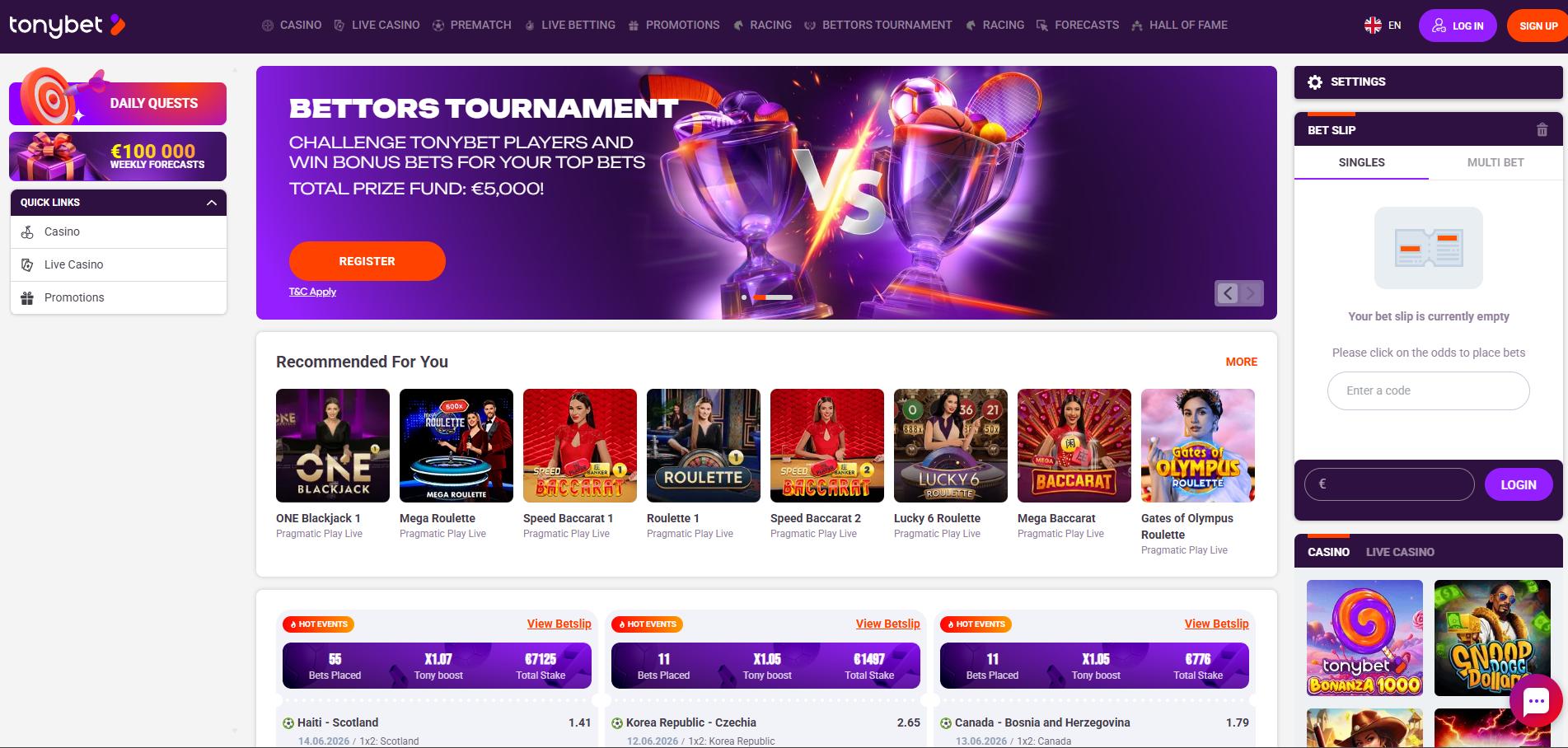 Tonybet Casino screenshot 4