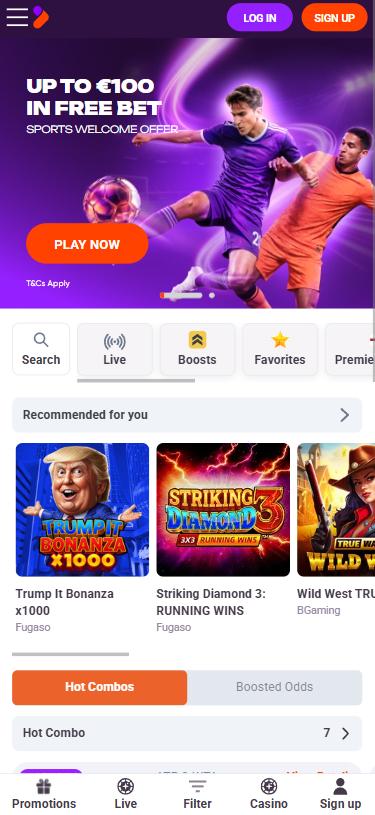 Tonybet Casino mobile home
