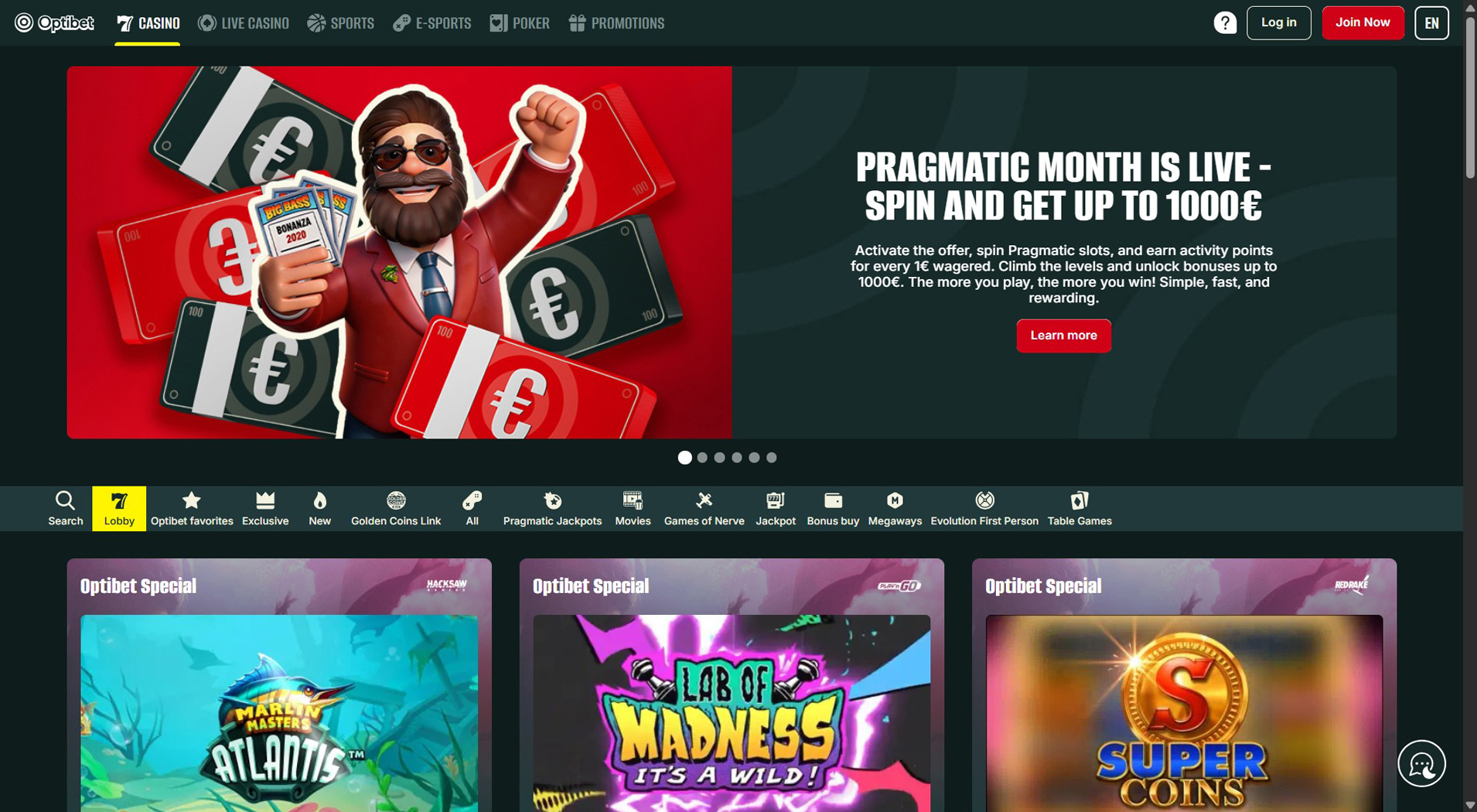 4. Optibet kazino- Patikimas internetinis kazino variantas