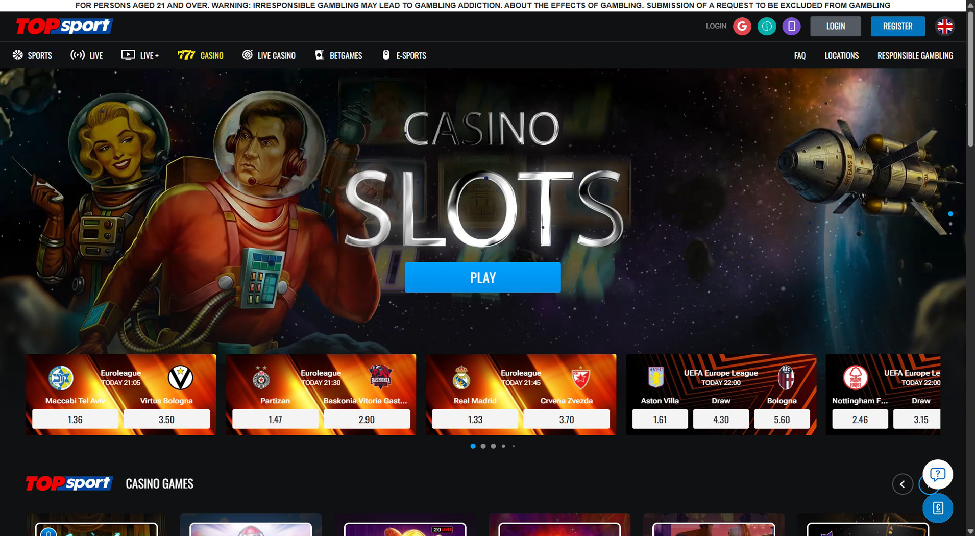 8. TopSport Kazino- populiari internetinė kazino premija